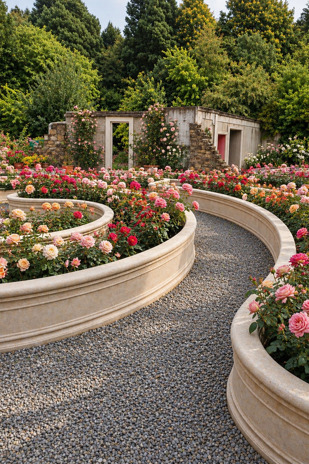 Rose garden beds at Evergarde Estate — Rootstock nursery