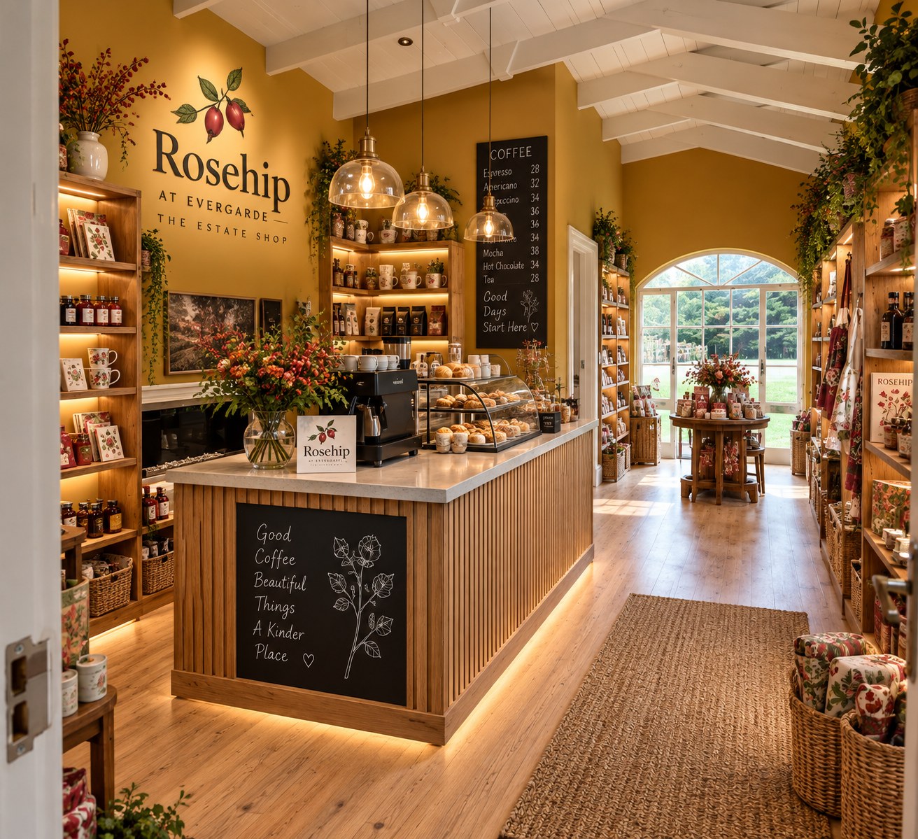 Rosehip at Evergarde — the estate shop interior